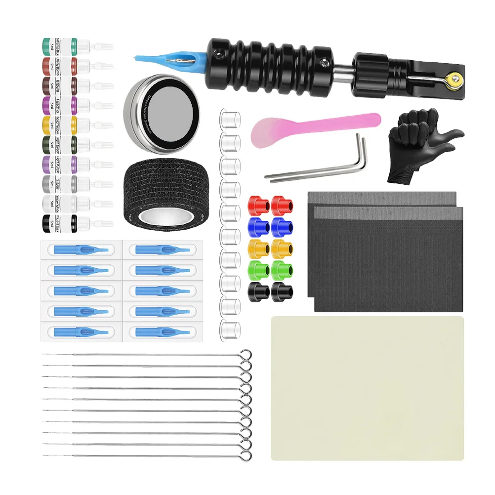 

1Set Tattoo Pen Holder Kit Stable Non-Slip Aluminum Silicone Tattoos Practice Tool Professional Beginners Tattoos Kit