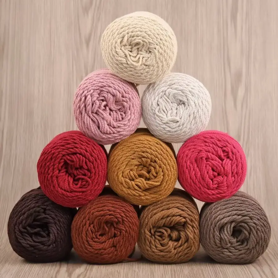 400g Hollow Cotton Yarn 4 Balls Soft Lightweight Crochet Knitting Tube Yarn for Bags, Baskets, Cushions DIY Crafts