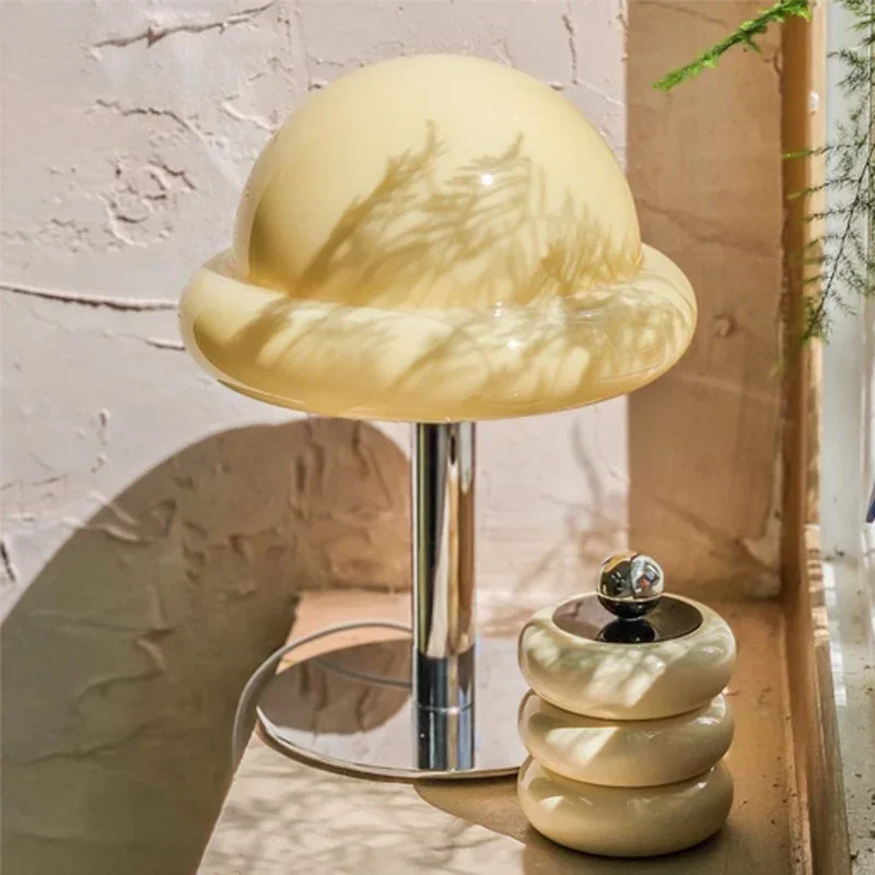 Home Glass Mushroom Bedside Table Lamp Modern Style Night Light Room Decoration Desktop Atmosphere Lamps Bedroom Girl Gift