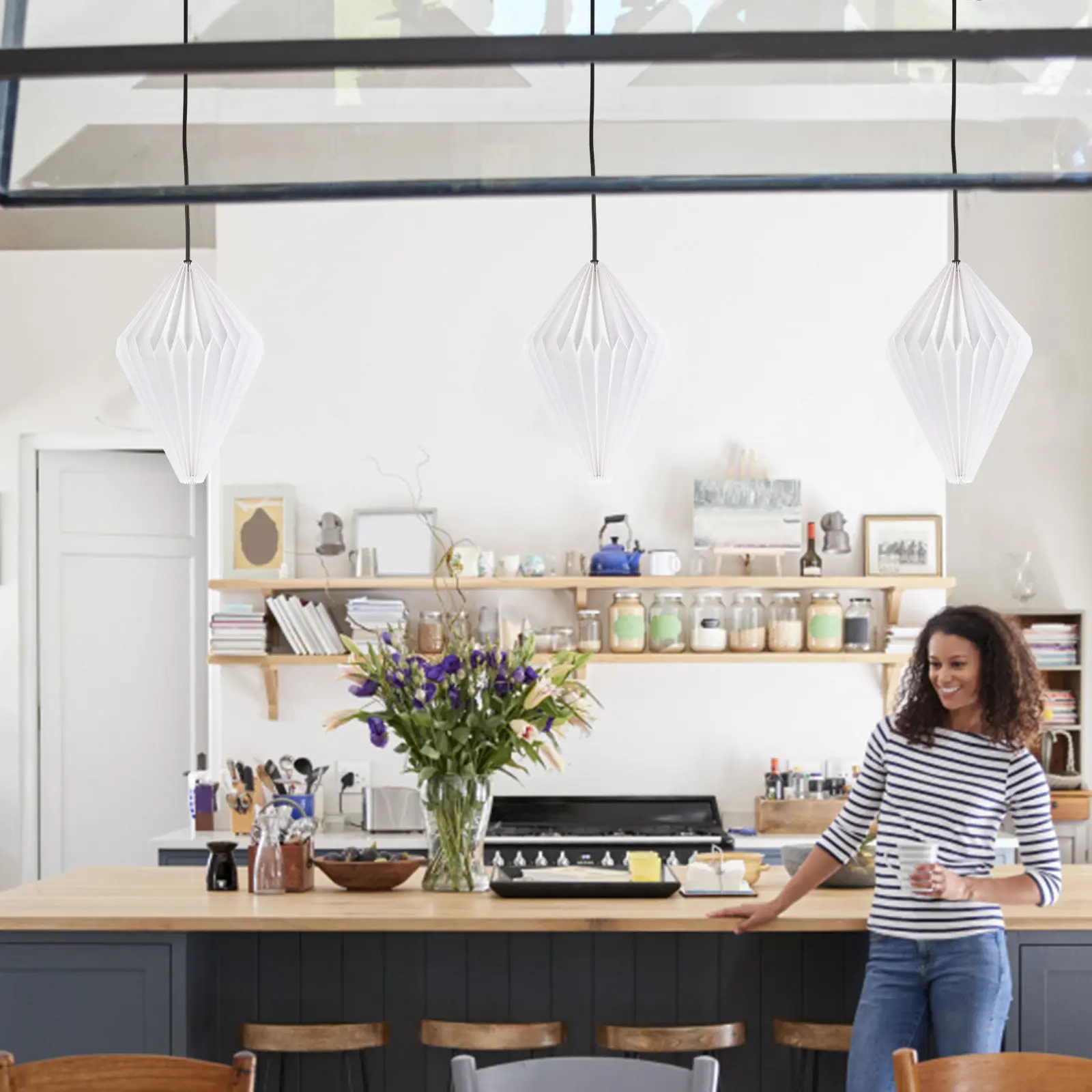 

1 шт. Декоративный бумажный абажур-оригами, складной, креативный, подвесной, для домашнего декора