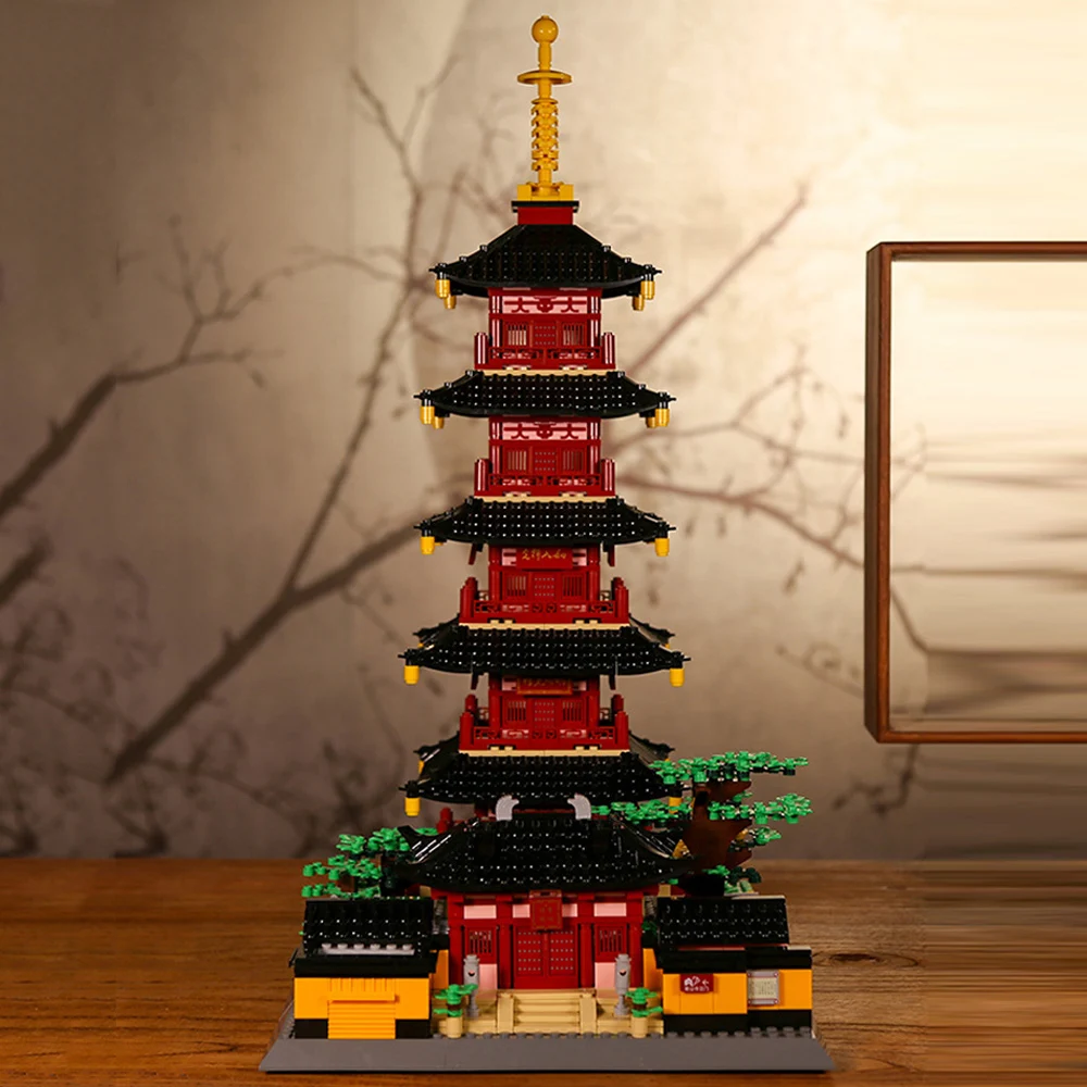 China Historische Architectuur Bouwblok Hanshan Tempel Pompen Pagode Culturele Schilderachtige Spot Relikwieën Model Bouw Baksteen Speelgoed