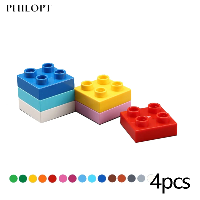 

4pcs DIY Large Building Block Bricks Thin 2X2 Bricks Big Size Assembled Accessories Bulk Part Enlighten Brick Children Toys