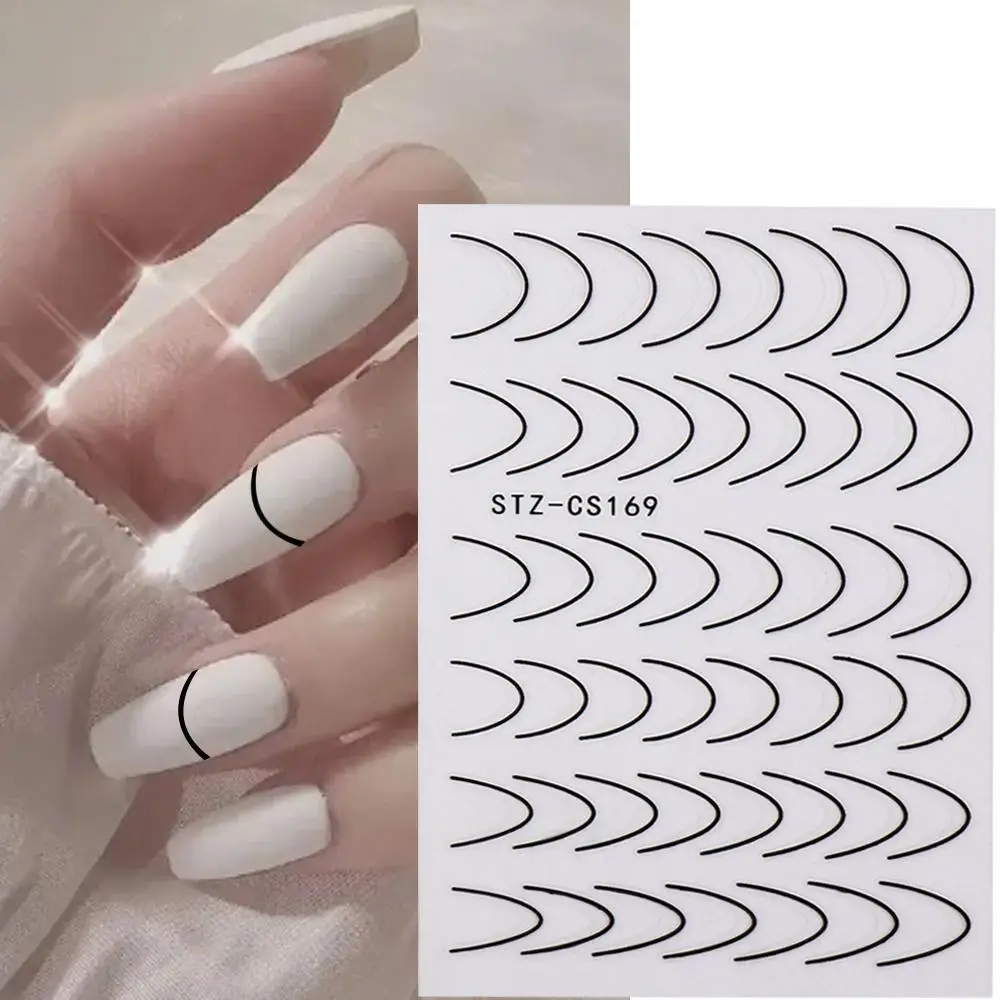 Nails Art Sliders French Style Transfer Nail Foils Stripe Nails Decals Nail Art Decoration Manicure 3D Lines Nail Sticker