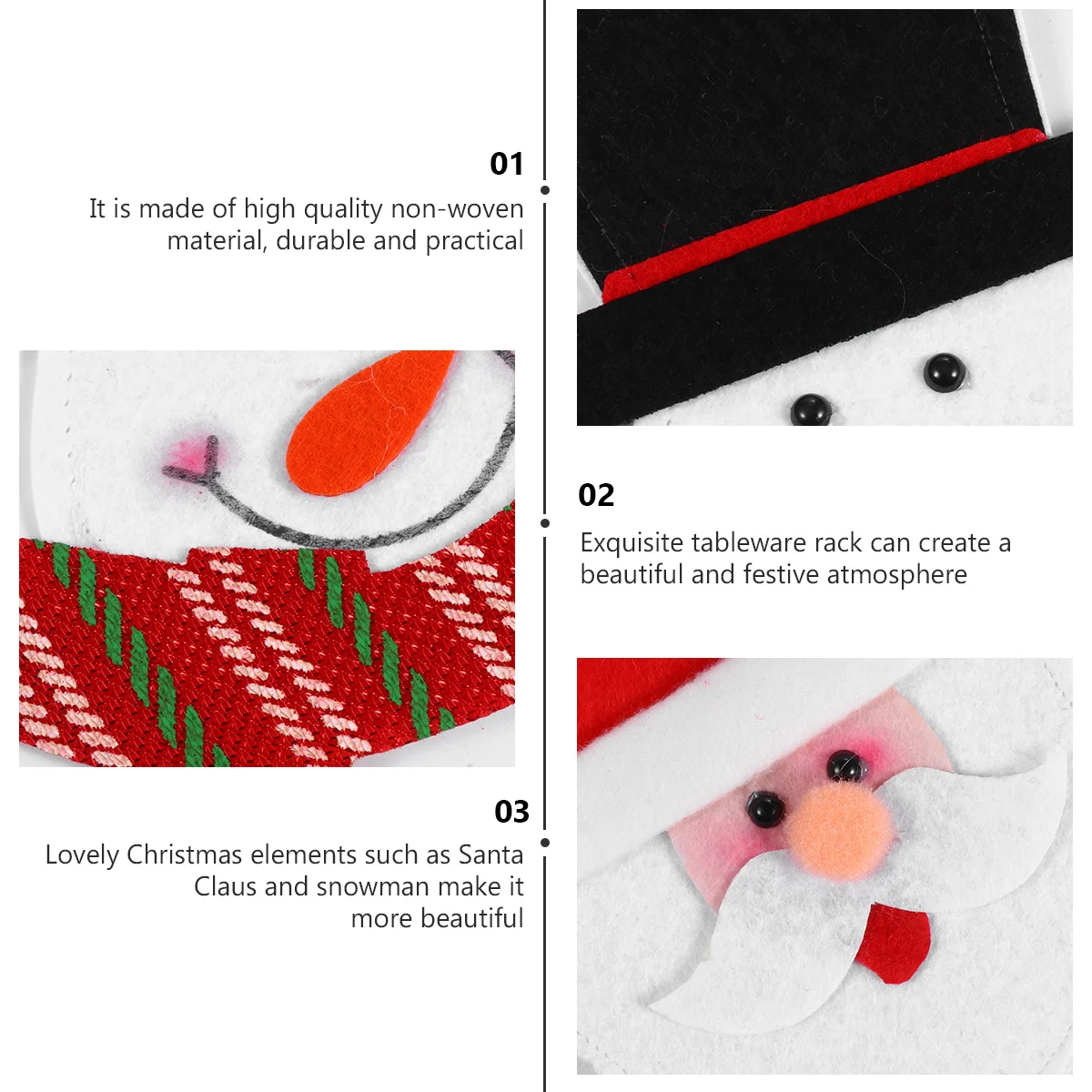 

2Pcs Christmas Silverware Holder Non-Woven Santa Snowman Knives Fork Bag Xmas Cutlery Pouch Decorative Tableware Festive Dinner