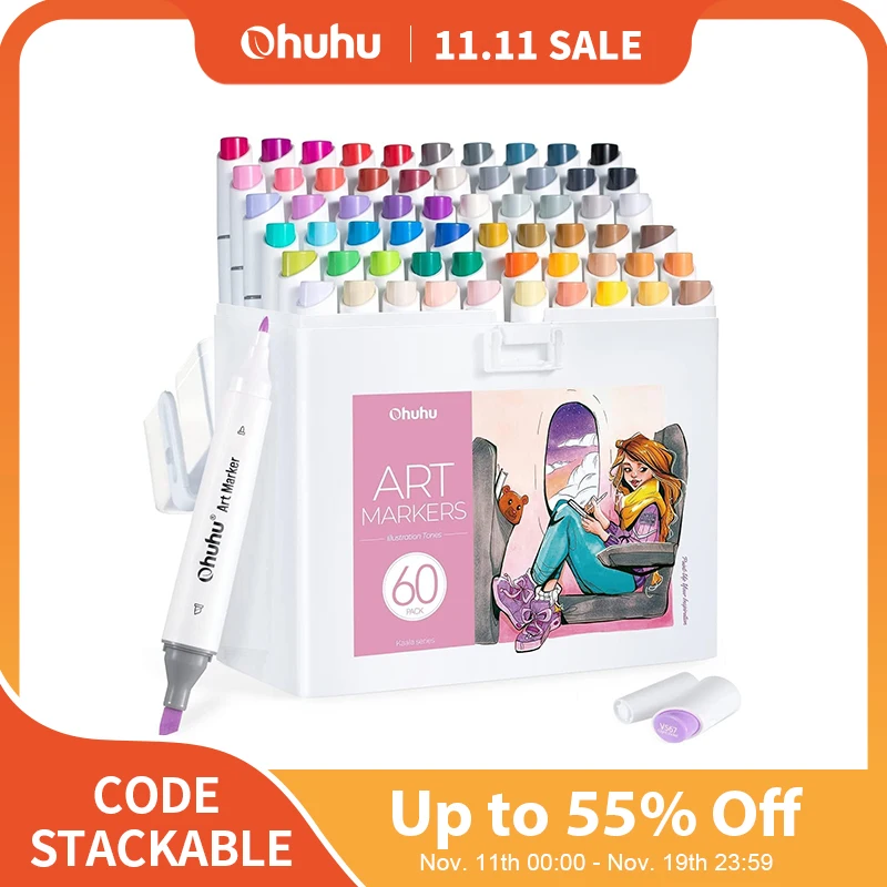 

Ohuhu Kaala Marker Pen Set Color Markers Alcohol Art Markers Refillable Dual Tips Sketching Drawing Manga School Art Supplies