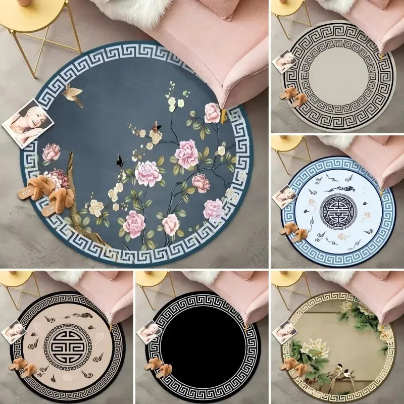 

Classic and Minimalist Circular Carpet Versatile Black and White Bedroom Rug Washroom Floor Mat Carpets for Bed Room