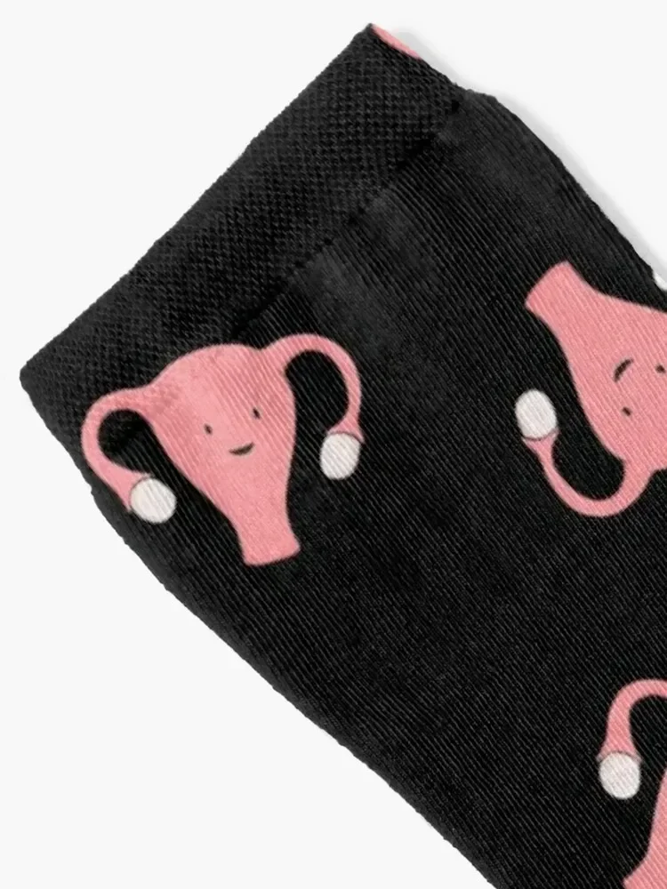 Crazy Happy Uterus in Black, Large Socks floor Lots Socks Woman Men's