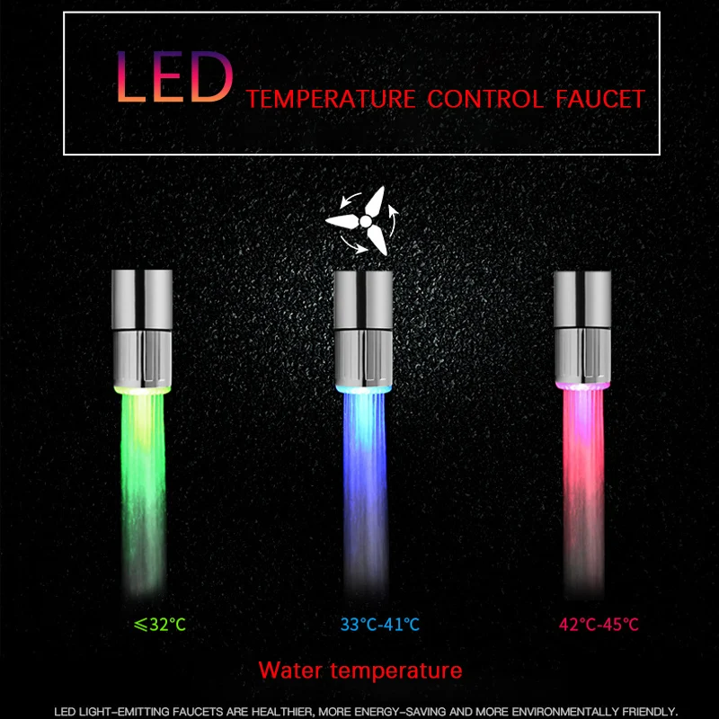 Luminous Changing 7 Colors LED Faucet Color Light Changing Blinking Temperature Control Water Faucet For Kitchen Faucet Filter L