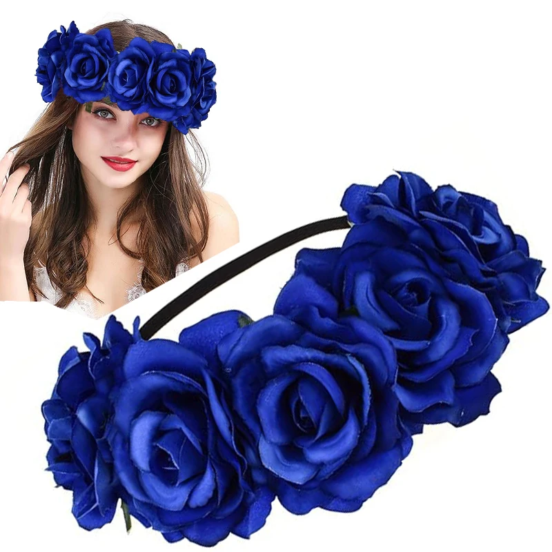 Rose Flower Crown Wreath Fake floral Headbands For Women Girl Head Piece Maternity Photoshoot