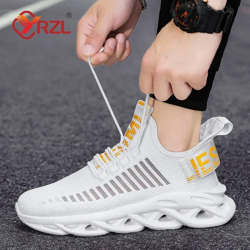 YRZL Men Shoes Comfortable Sneakers Womoen Breathable Couple Running Shoes Mesh Tenis Sport Shoes Size 36-46 Waling Sneakers Men