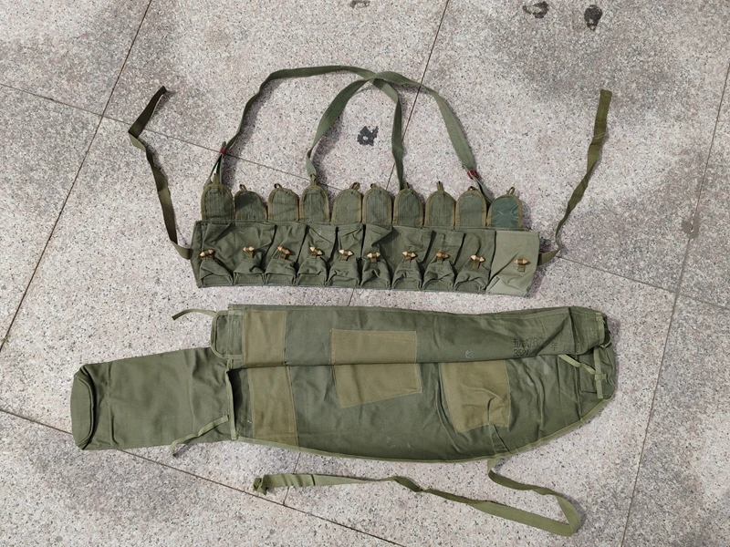 2 قطعة المقتنيات العسكرية الأصلية نوع الجيش الصيني 56 غطاء البندقية حزمة SKS الذخيرة الحقيبة الصدر تلاعب