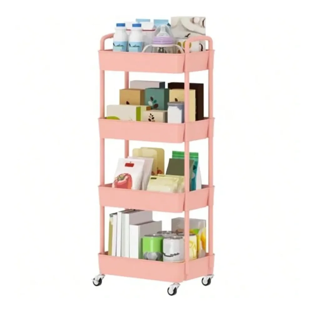 

Пластиковая передвижная тележка-органайзер с ручкой, многофункциональная тележка для офиса, гостиной, кухни, мобильный органайзер