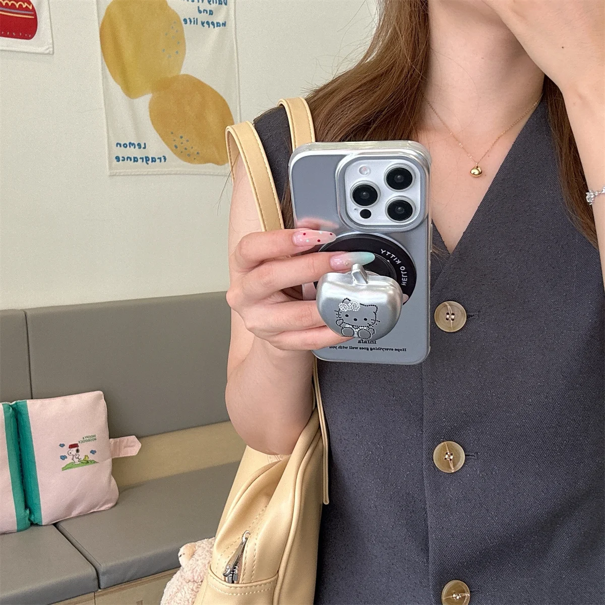 

Summer Cute Fruit Magnetic Phone Case For iPhone 16 Pro 15 13 14 Pro Max Back Cover with Stand Holder Cases