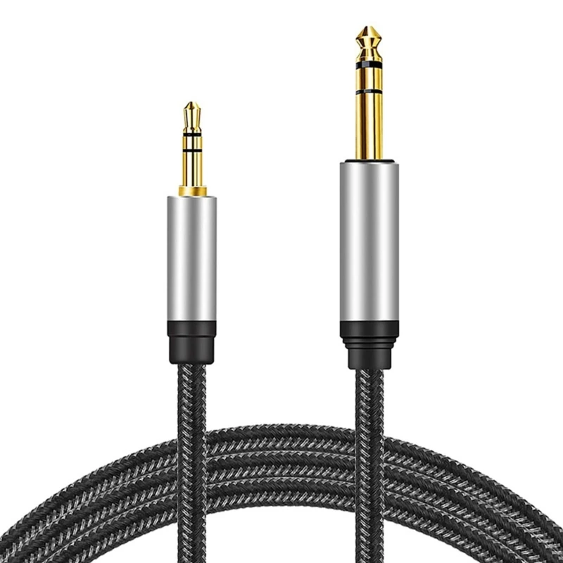 1/8 to 1/4 Stereos Cable 3.5mm TRS to 6.35mm Music Cable Guitar to Male Cord Nylon Braideds for Laptop Home Theater