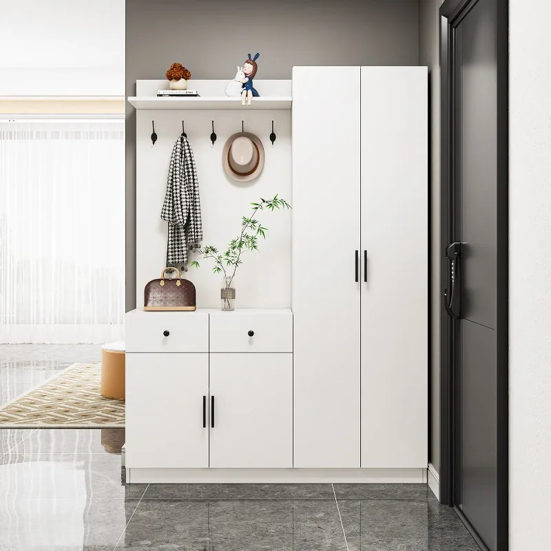 Solid wood entryway shoe cabinet, wardrobe cabinet, shoe cabinet, coat rack, lobby partition  balcony