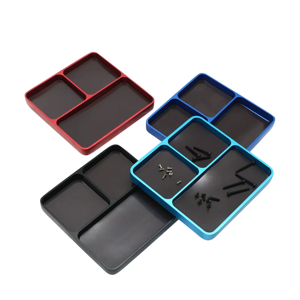 Aluminum Alloy Magnetic Screw Tray Pad Square Tool Organizer for Car Parts Repair Storage Box Model Car Parts Repair Tray