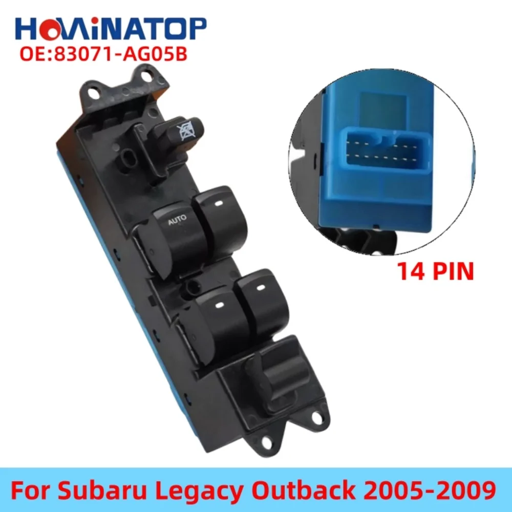 

HOWINATOP 83071-AG05B 14Pin LHD Master Window Switch Single AUTO For Subaru Legacy Outback 2005-2009 OEM Replacement