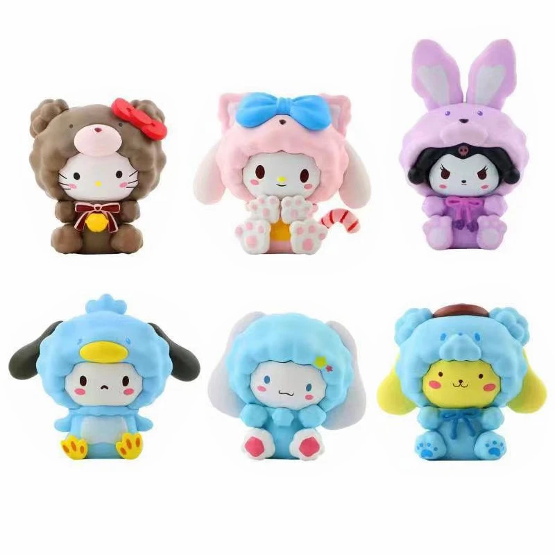 

6Pcs/Set Sanrio Cinnamoroll Kuromi My Melody Hello Kitty Cute Model Doll Cartoon Action Figure Decorative Ornaments Anime Toys