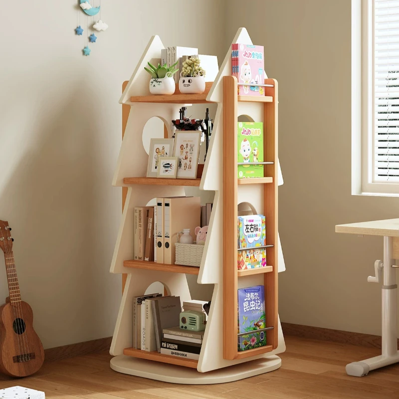 Rotating floor solid wood bookshelf living room storage locker corner display bookcase shelf shelves furniture for home shelfs