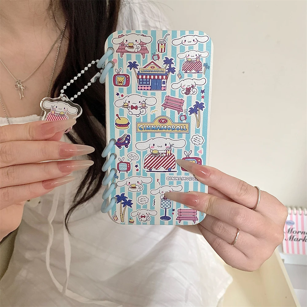 Kawaii Kuromi Cinnamoroll Phone Case For iPhone 16 15pro 14 13 12 Pro Max Sanrio Cover with Card Slot for Sweet Girl