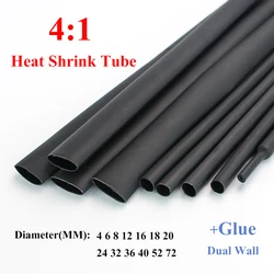 1.22meter 4:1 Heat Shrink Tube With Glue Thermoretractile Heat Shrinkable Tubing Dual Wall Tubing Diameter 4 6 8 16 24 40 52 72