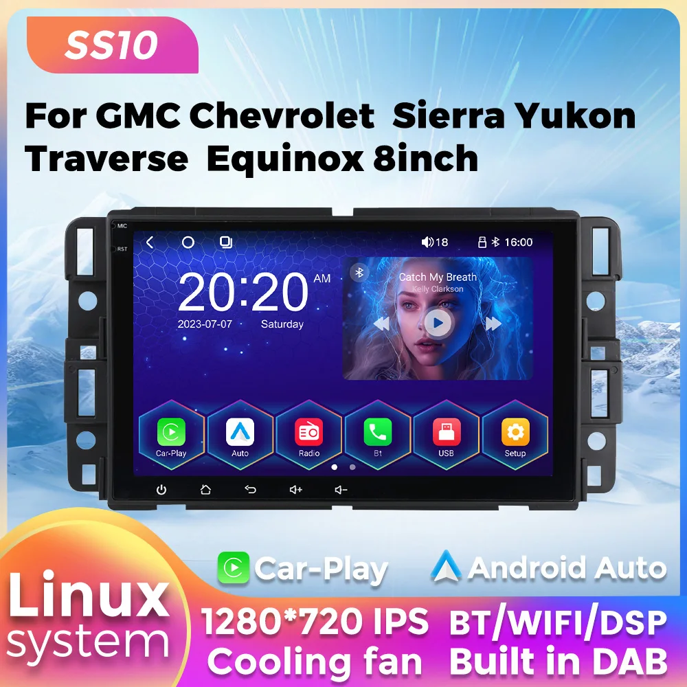 Автомобильный радиоприемник, новая система Linux, авторадио для GMC Chevrolet Sierra Yukon Traverse Equinox, мультимедийный плеер, WIFI DAB, беспроводной Carplay