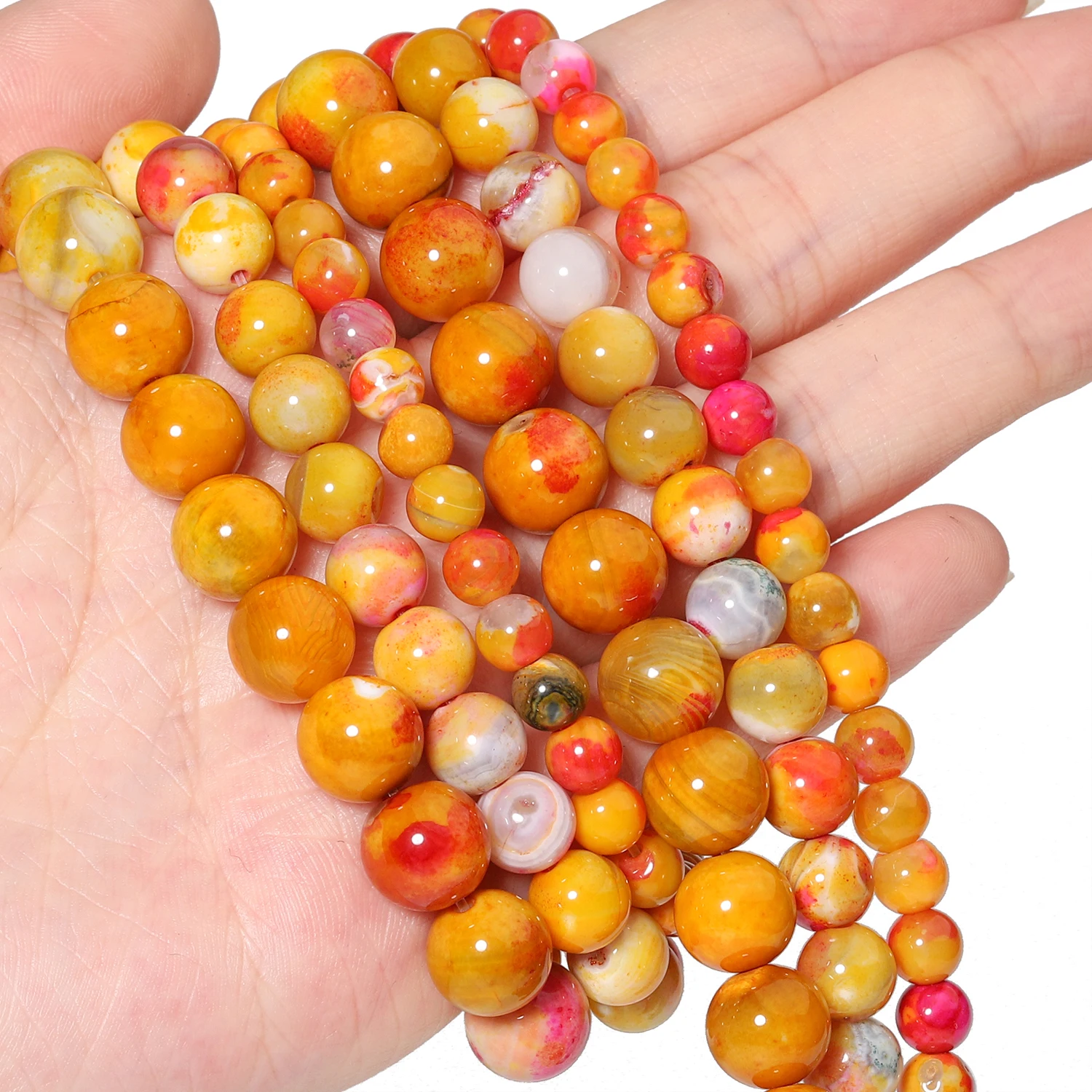 

6/8/10mm Natural Stone Orange Tigerskin Fire Agate Beads Round Spacer Beads for Jewelry Making Energy Bracelets Accessories 15''
