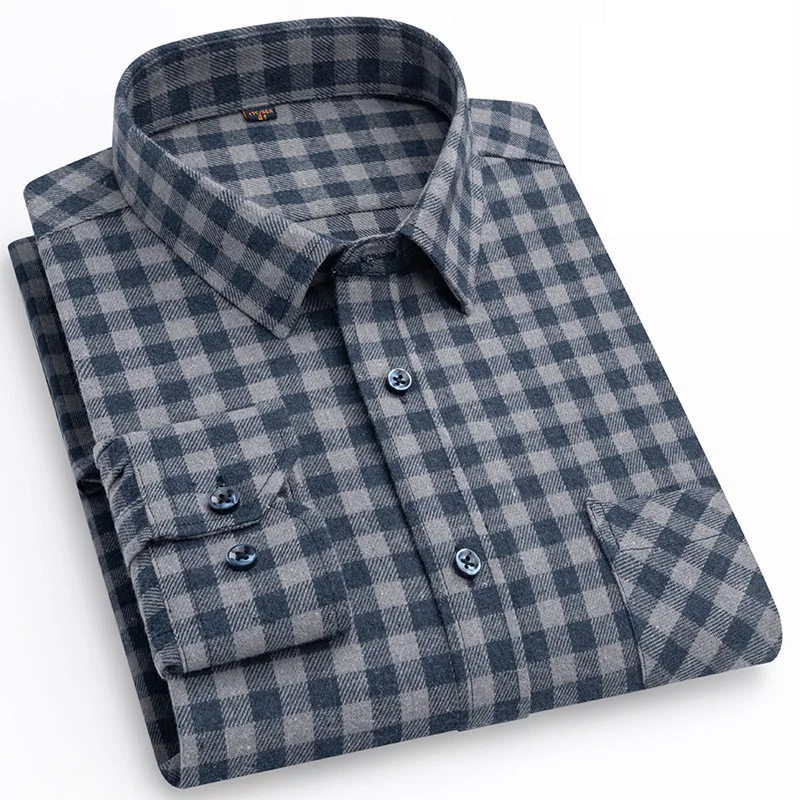 High Quality Men's Shirt 100% Cotton England Plaid Shirt Loose Plus Size Casual Shirt Men Clothing Leisure Blouse 39-46 A2FGX1