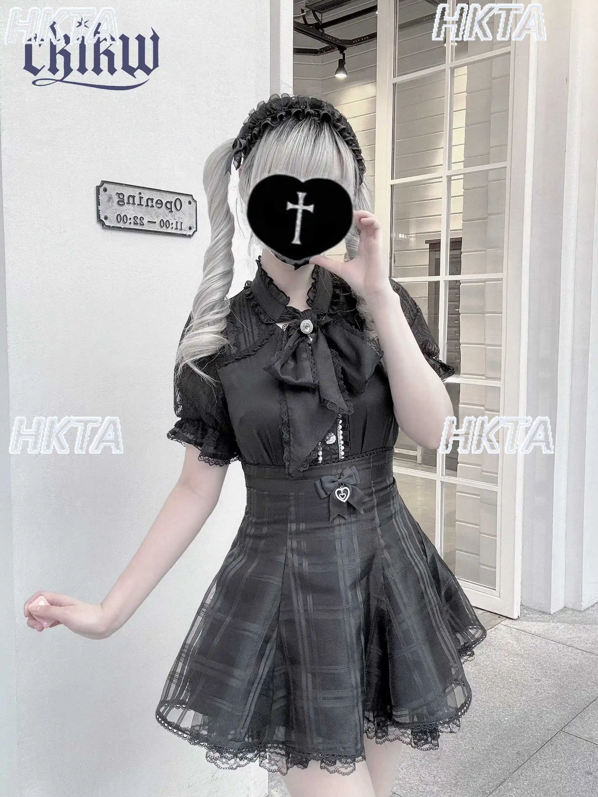 Minigonna a pieghe con cintura in vita scozzese in stile giapponese da donna Dolce e carino con cuciture in pizzo con fiocco A Line Lolita Gonne per ragazze