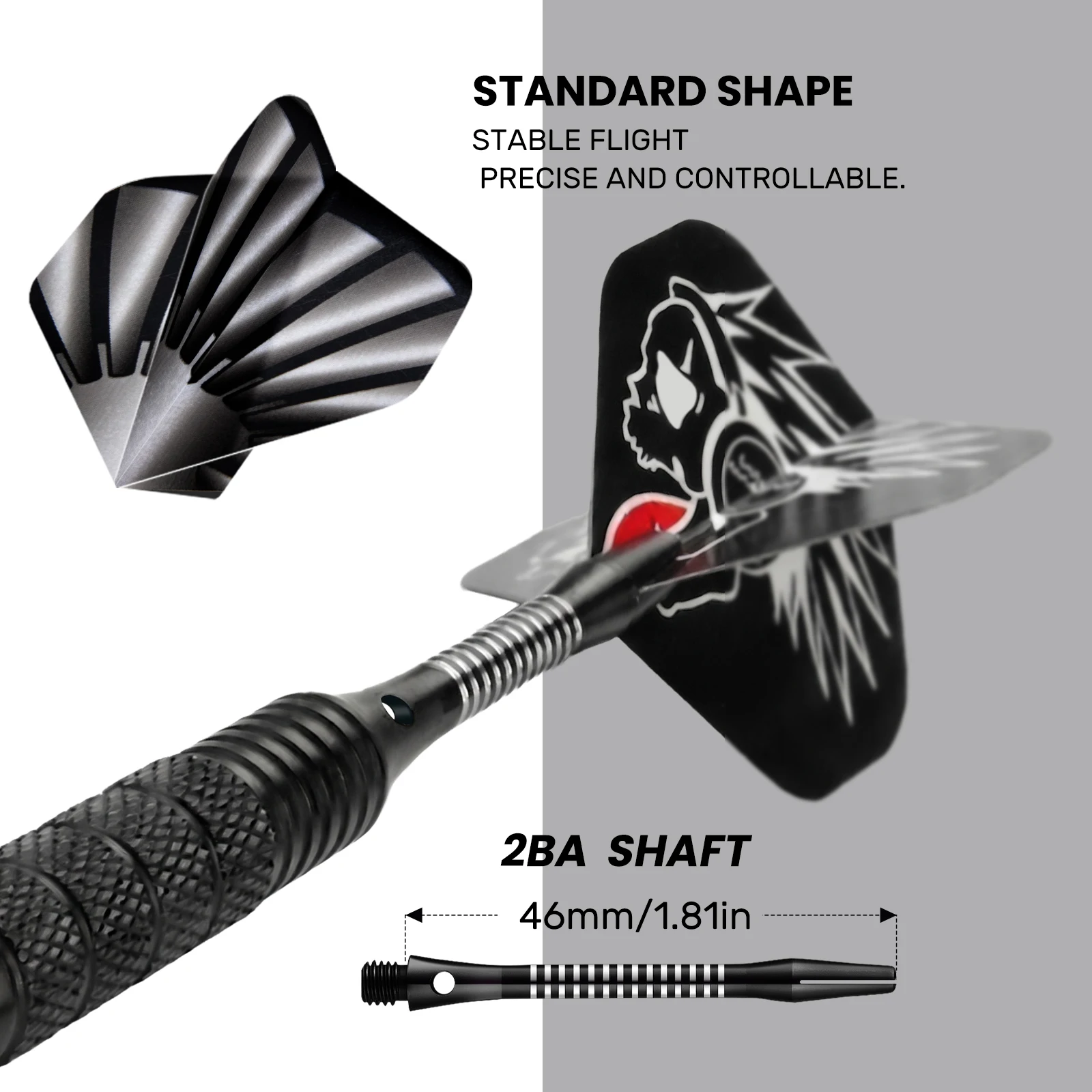 Huanqu 24g Professional Hard Dart Set, Black Non-Slip Dart Shafts, 2Ba Universal Darts, with Spare Dart Shafts and Pet Dart Wing Storage Box, Suitable for Dart Training, Competitive Games, Home Entertainment, and Bar Games view 4