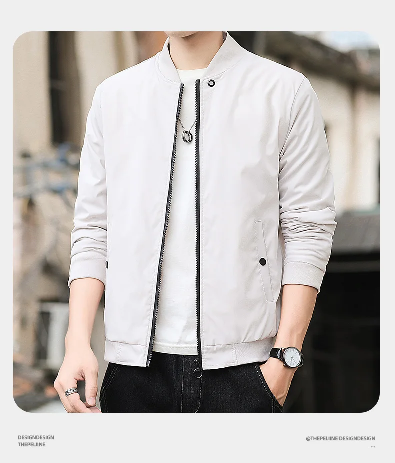 Summer Men's Jacket Simple and Fashionable Baseball Collar Solid Color Coat Casual Outdoor Camping Waterproof Flying Jacket