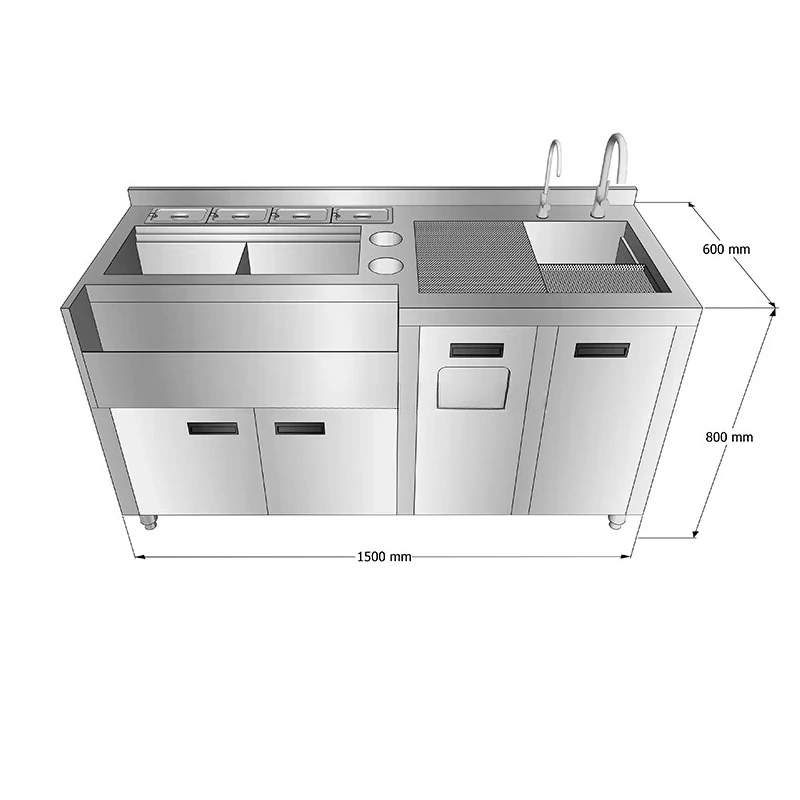 1800mm Custom Commercial Refrigerated Single-Temperature Stainless Steel Bar Station Digital Control A+ Energy Efficiency for