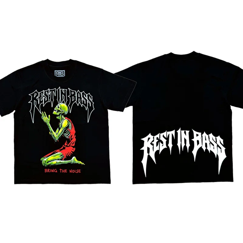 New Men Praiseche rest in bass peace Bring Noise T Shirts T-Shirt Hip Hop Skateboard Street Cotton T-Shirts Tee Top US size E0