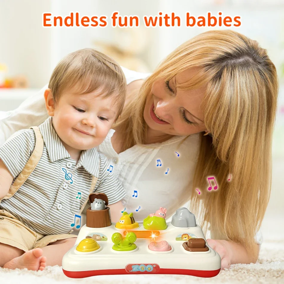 Boîte à boutons de commutation pour animaux Pop-Up, cache-cache, tri des couleurs, jouets éducatifs Montessori, cadeaux pour bébé