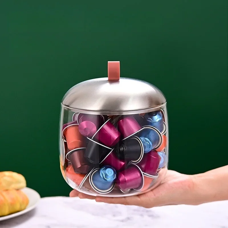 Glass sealed jar, tea, tangerine peel, small green tangerine, coffee capsules, storage jar, display, specimen bottle, storage bo