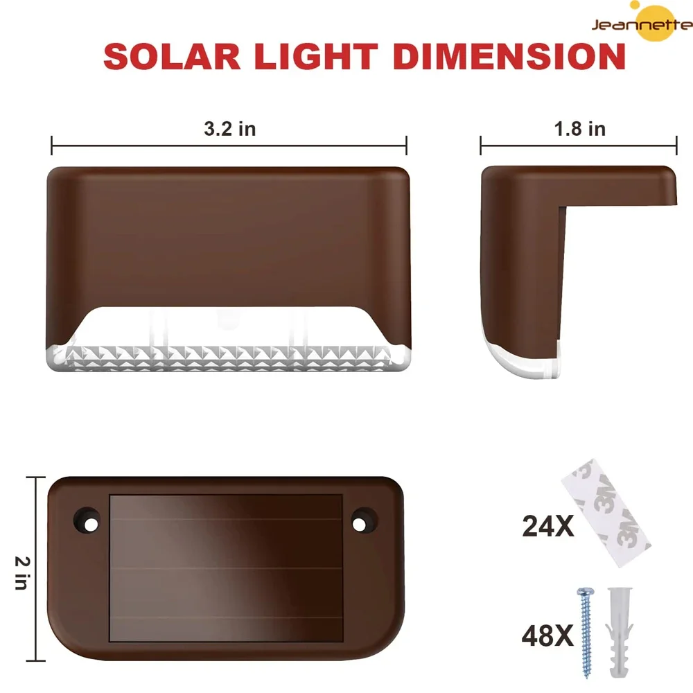 Warm White LED Solar Step Lamp Path Stair Outdoor Garden Lights Waterproof Balcony Light for Patio Stair Fence Decoration Light