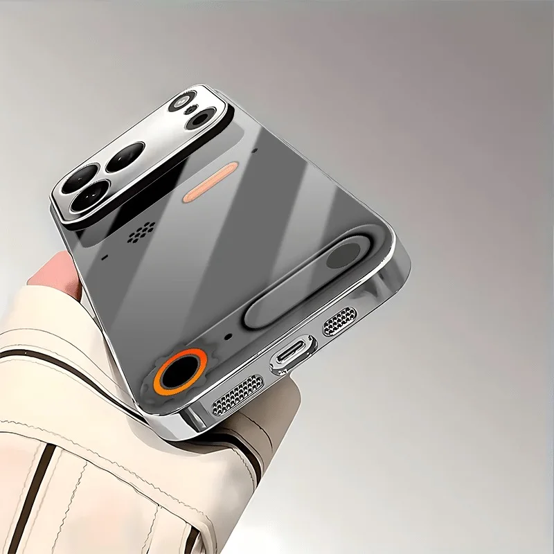 Minimalistyczne etui na telefon ze wzorem konsoli do gier, wykonane ze szkła, do iPhone 11 12 13 14 15 16 17 Pro Max Plus 17 Air, posrebrzane galwanicznie. — zdjęcie produktu 3