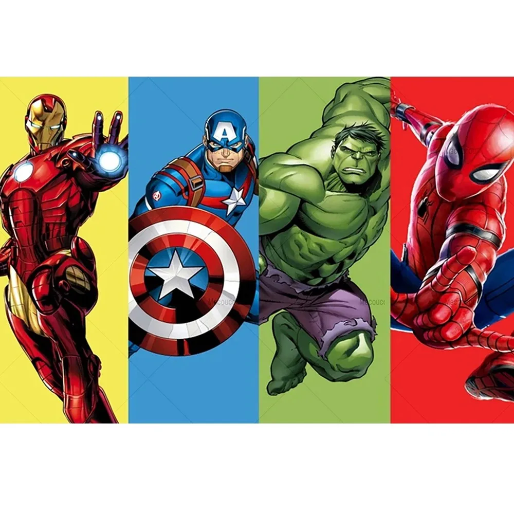 MARVEL Photography Backgrounds for Kids Birthday Party Spiderman Iron Man Hulk Banner Children Portrait Custom Photo Backdrops