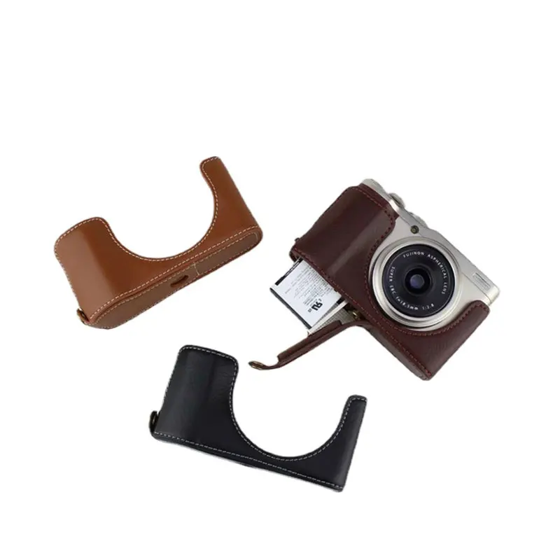 Genuine Leather Camera Bag Bottom Case For Fujifilm Fuji XF10 X-F10 Half Body Set Cover With Battery Opening