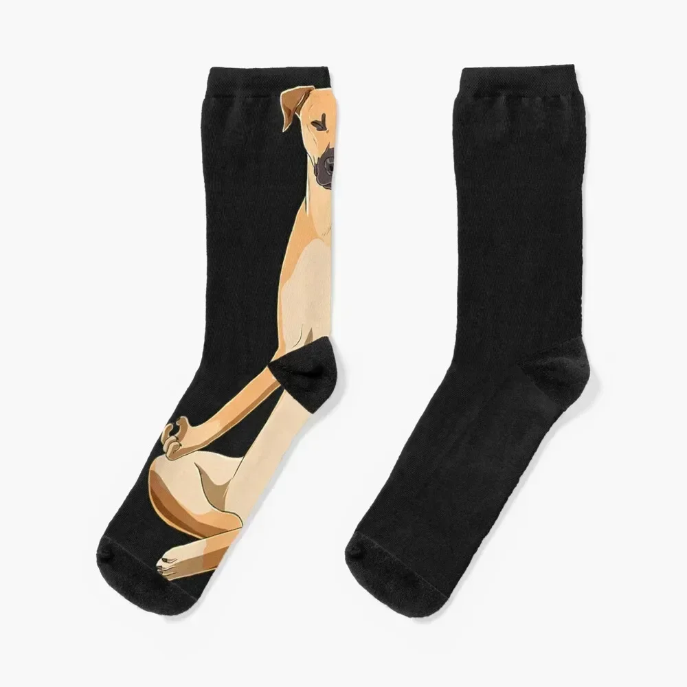 

Funny Yoga Dog Black Mouth Cur TShirt56 Socks Rugby floor Thermal man winter luxury Mens Socks Women's