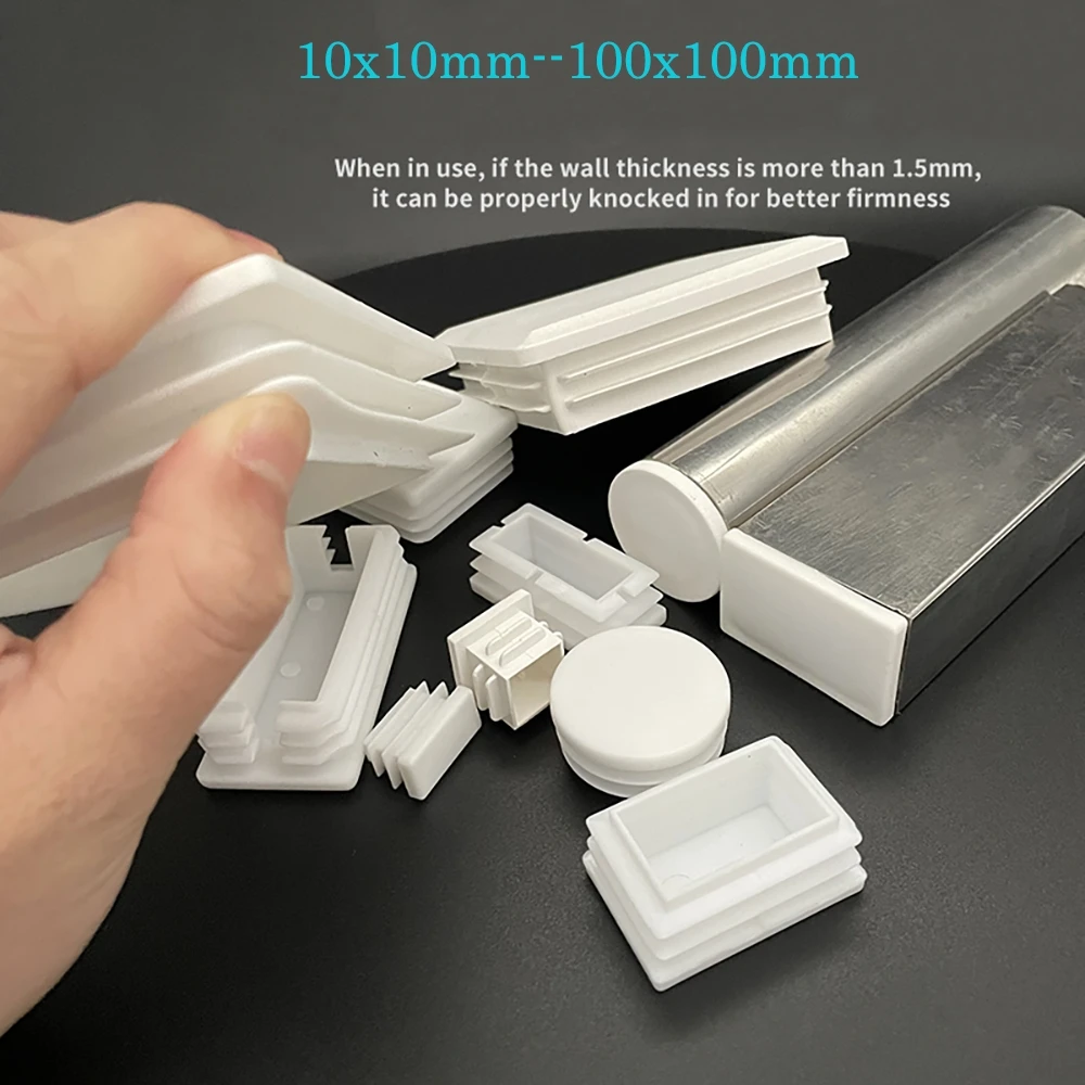 2/4/10/20pc Furniture Leveling Blanking End Cap Chair Table Leg Socks Plugs Cover Caps Square Rectangle White Plastic Inner Plug