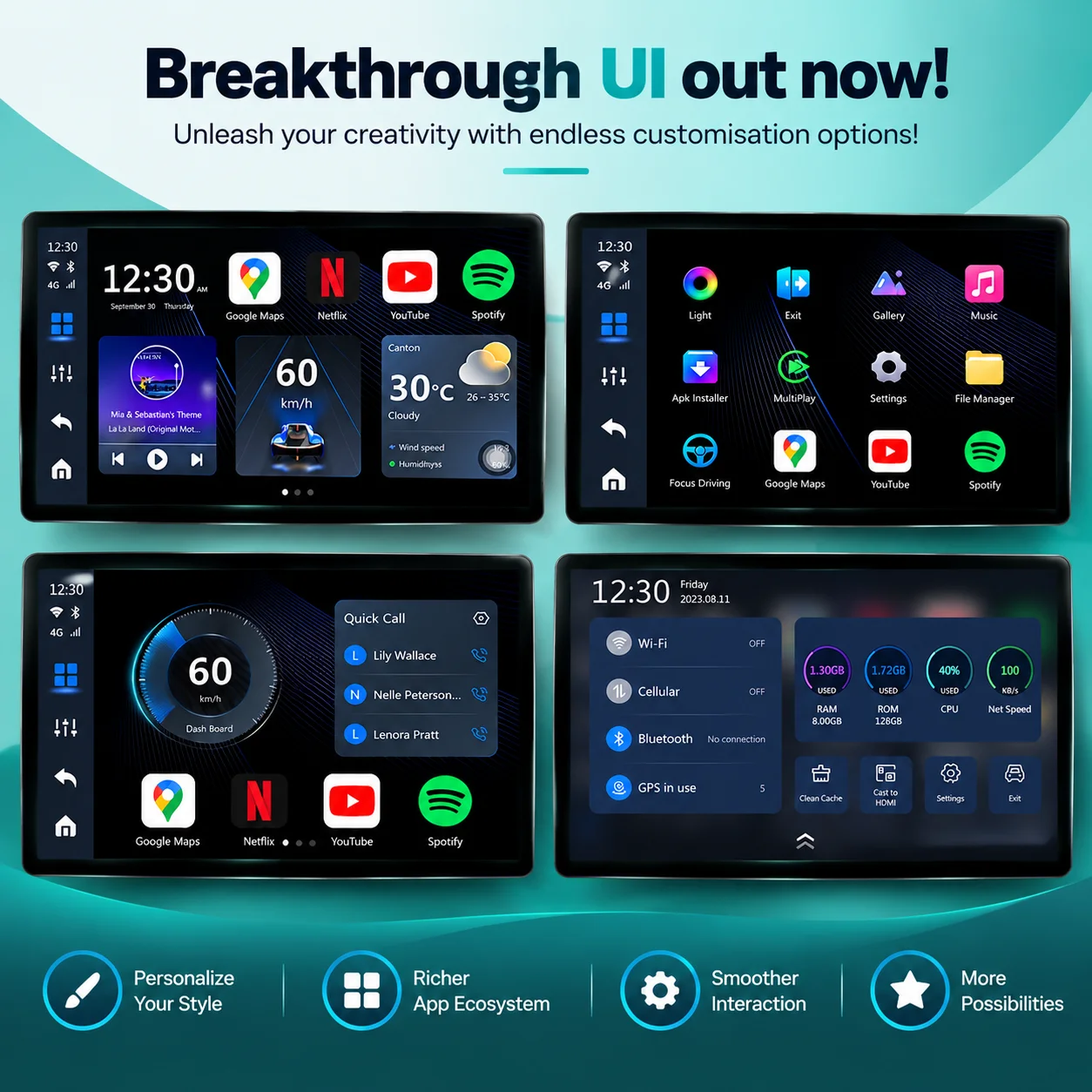 OttoAibox P3 CarPlay AI Box Kabelloser CarPlay Android Auto Adapter YouTube-Unterstützung 8GB+128GB Dual-Screen Cloud SIM 2.0