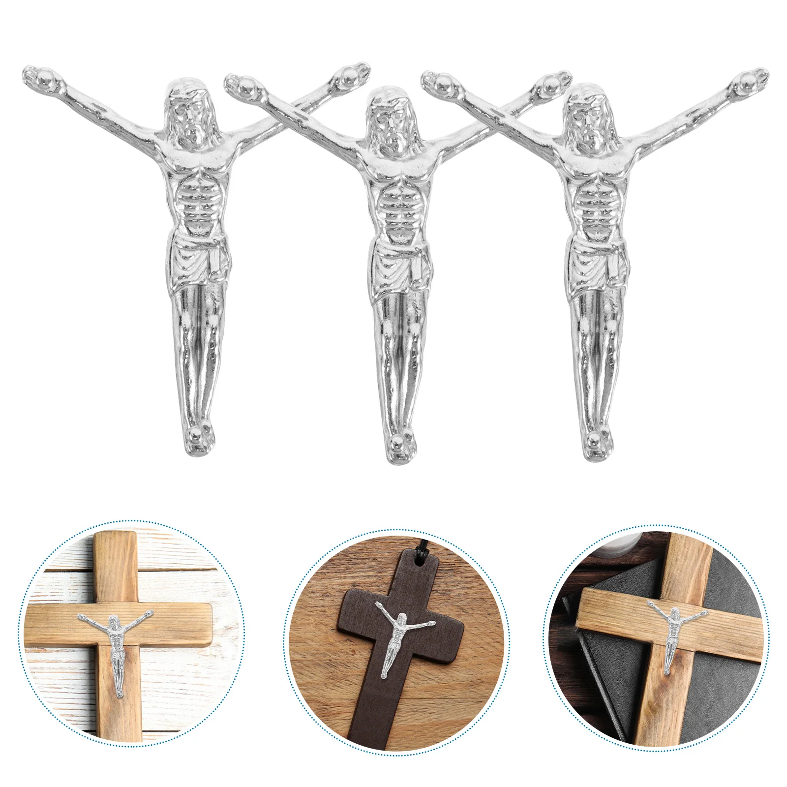 

10 Pcs Mini Jesus Statue Crucifix Crosses Bracelet Sculpture Catholic Stainless Steel Metal Pendant