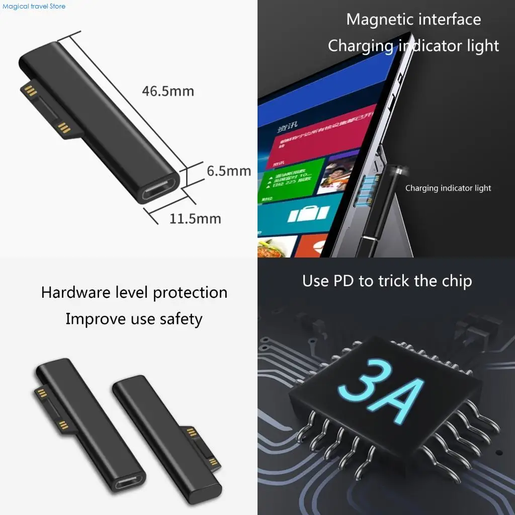 N2UB Type-c Female to for Microsoft Surface PD Connector for Surface 3 4