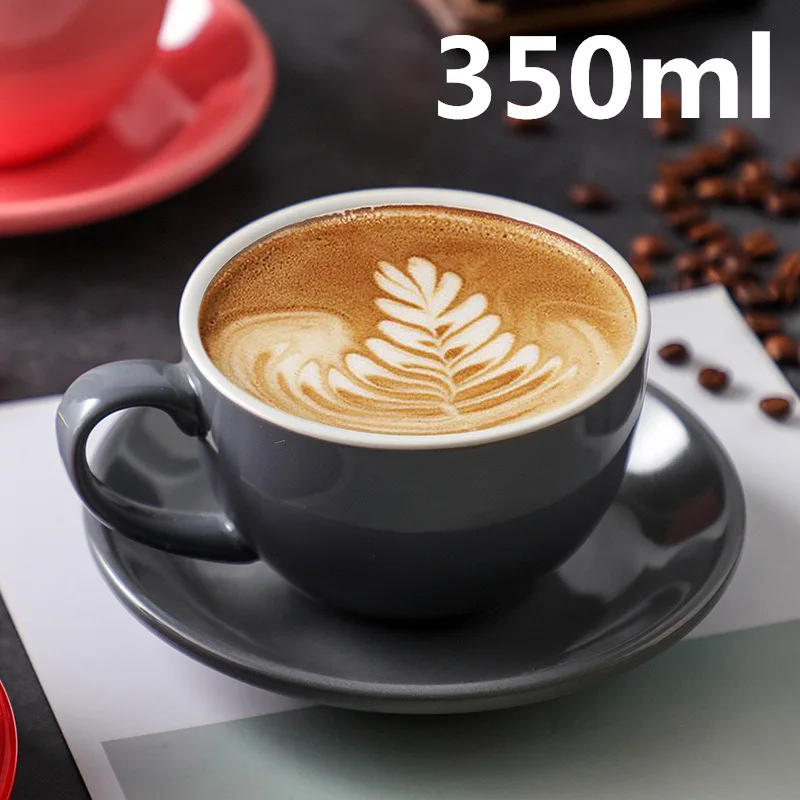 

Color 350ml Cappuccino Coffee Cup Set Cup Plate Standard Competition Latte Cup Mug Milk Cup