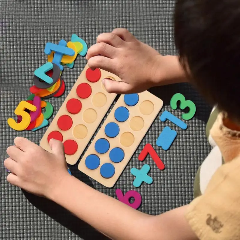 Kinderhouten Nummerbord Cognitieve Bijpassende Aftrekoperatie Montessori Logisch Denken Training Wiskunde Speelgoed