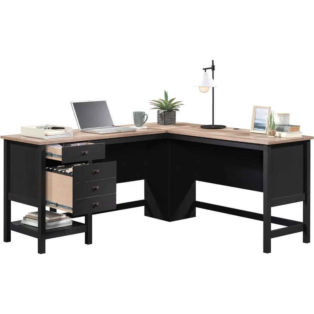 Sauder meja pondok L-Desk, P: 65.12 inci x L: 58.66 inci x T: 29.76 inci