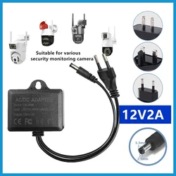 AC/DC 12V 2A CCTV Camera Power Adapter Outdoor Waterproof EU US Plug Adapter CCTV Camera Charger