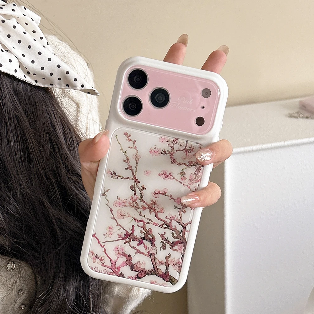 

Luxury Apricot Blossom Pattern Artistic Phone Case for iPhone 17promax 17pro 17 16promax 16pro 15Pro Max Shockproof Back Cover