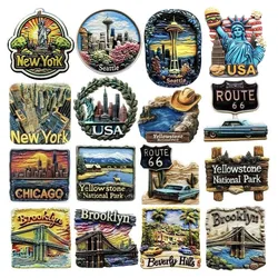 North America USA Beverly Hills New York Chicago Brooklyn Seattle Resin 3D Fridge Magnets Tourism Souvenir Refrigerator Sticker